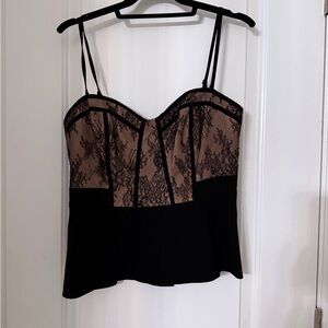 Black and Tan Lace Peplum Top